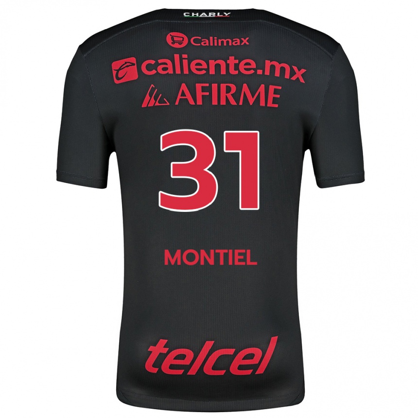 Kids Football Abril Montiel #31 Black Red Home Jersey 2024/25 T-Shirt Uk