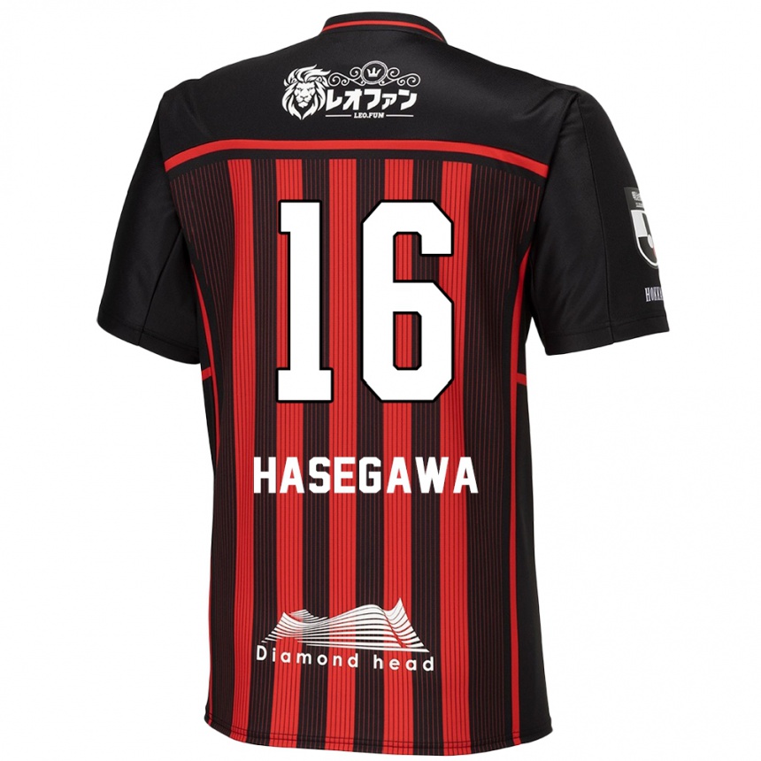 Kids Football Tatsuya Hasegawa #16 Red Black Home Jersey 2024/25 T-Shirt Uk