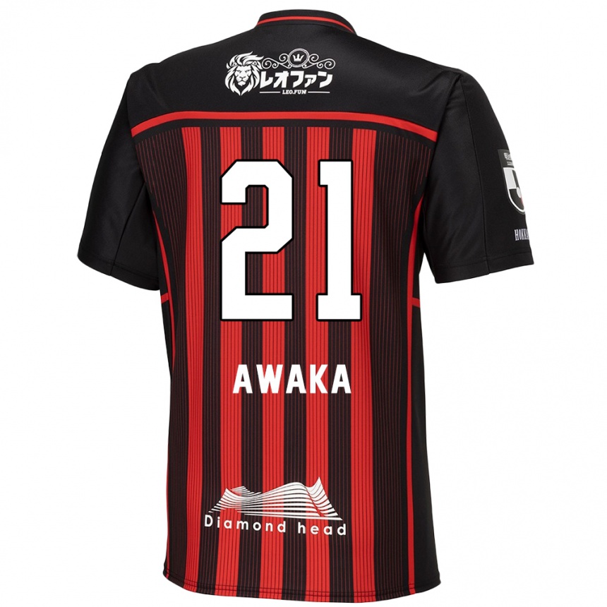 Kids Football Shunta Awaka #21 Red Black Home Jersey 2024/25 T-Shirt Uk