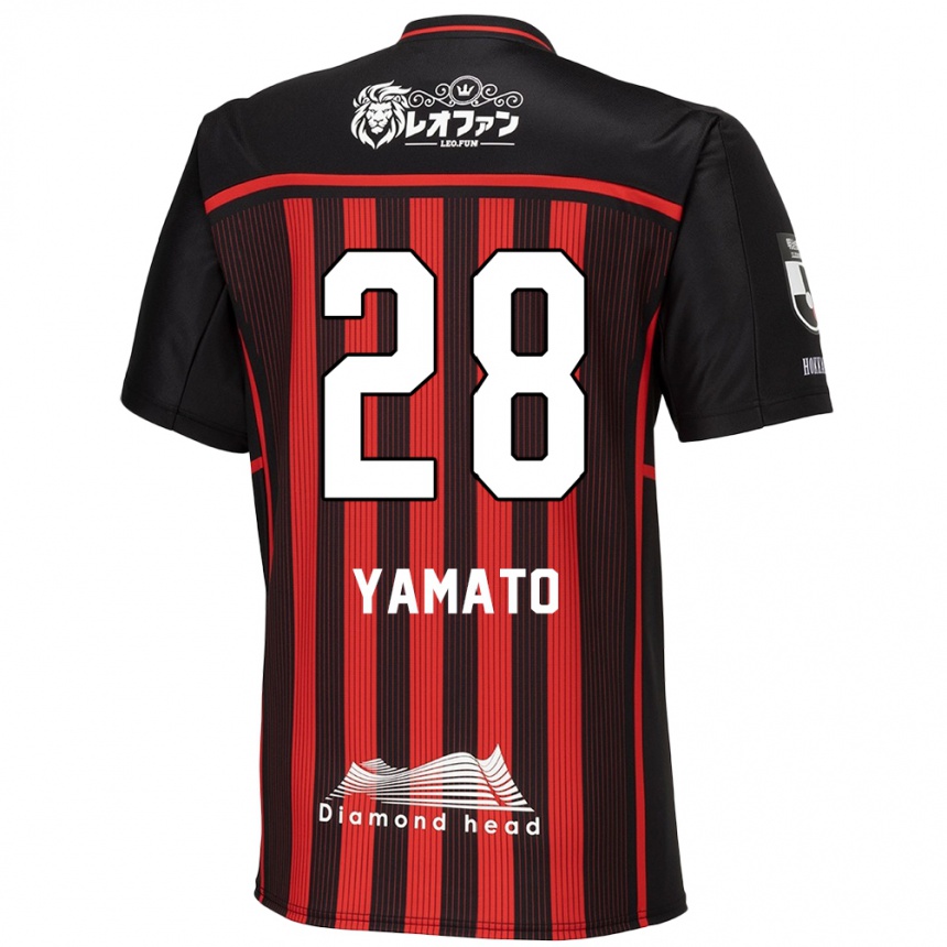 Kids Football Yamato Okada #28 Red Black Home Jersey 2024/25 T-Shirt Uk