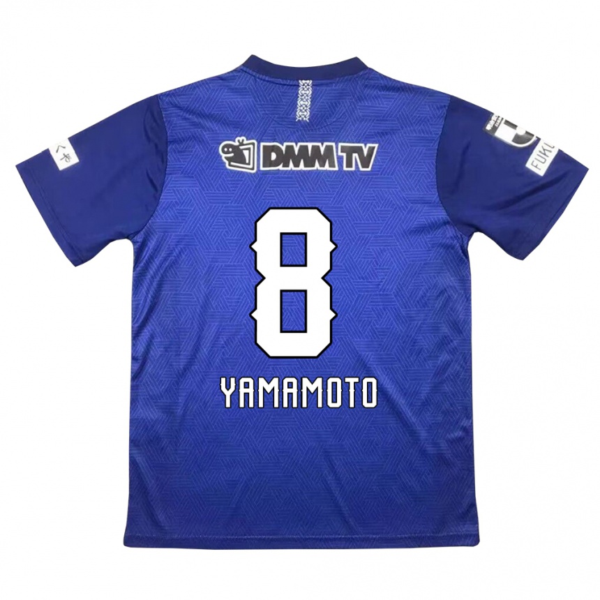 Kids Football Shunsuke Yamamoto #8 Dark Blue Home Jersey 2024/25 T-Shirt Uk