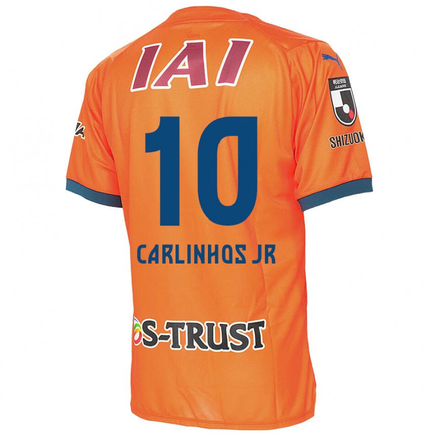 Kids Football Carlinhos Junior #10 Orange Blue Home Jersey 2024/25 T-Shirt Uk