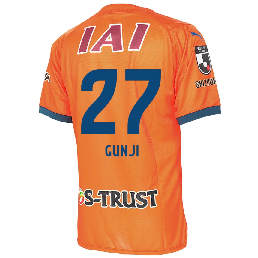 Kids Football Riku Gunji #27 Orange Blue Home Jersey 2024/25 T-Shirt Uk