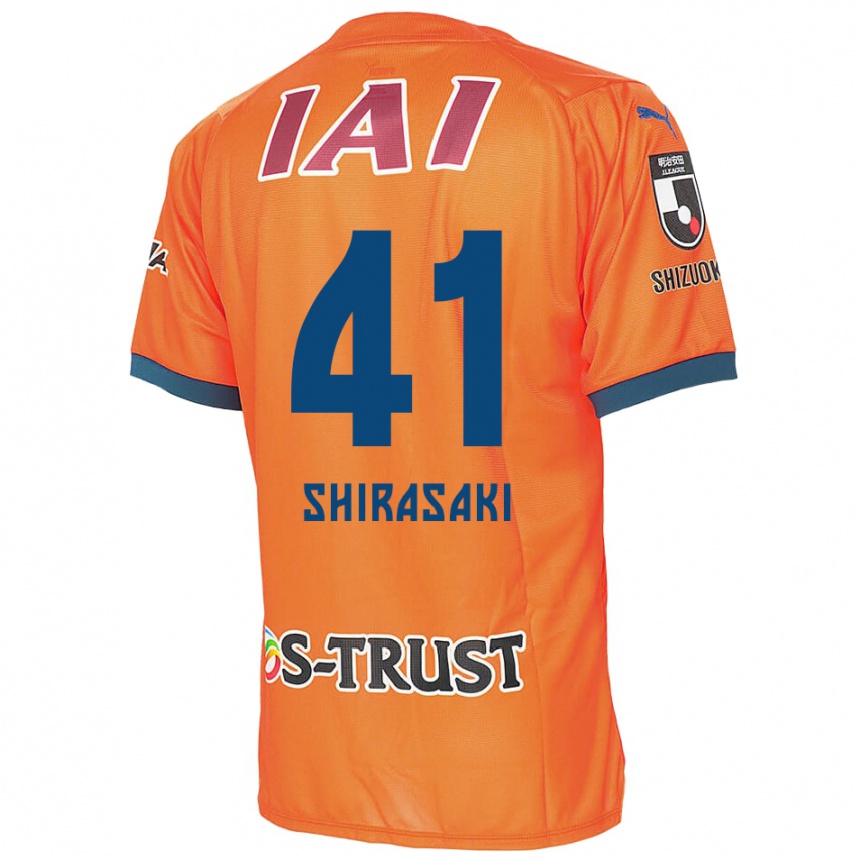 Kids Football Ryohei Shirasaki #41 Orange Blue Home Jersey 2024/25 T-Shirt Uk