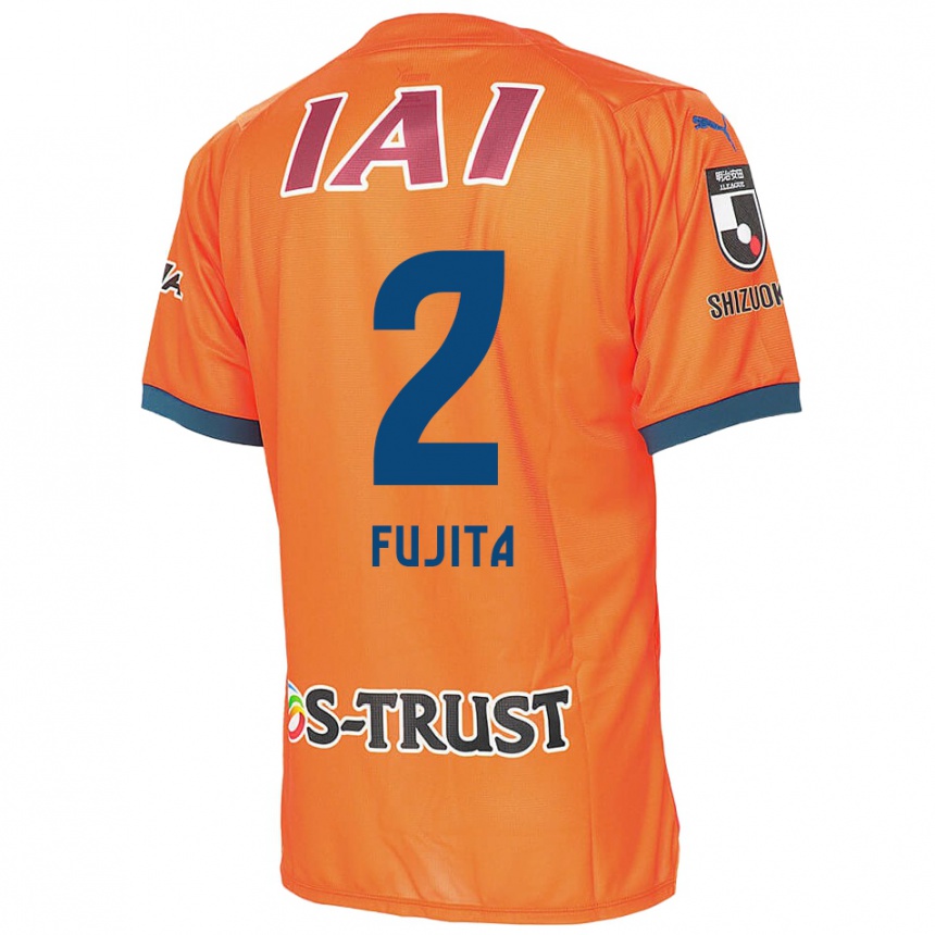 Kids Football Shunsuke Fujita #2 Orange Blue Home Jersey 2024/25 T-Shirt Uk