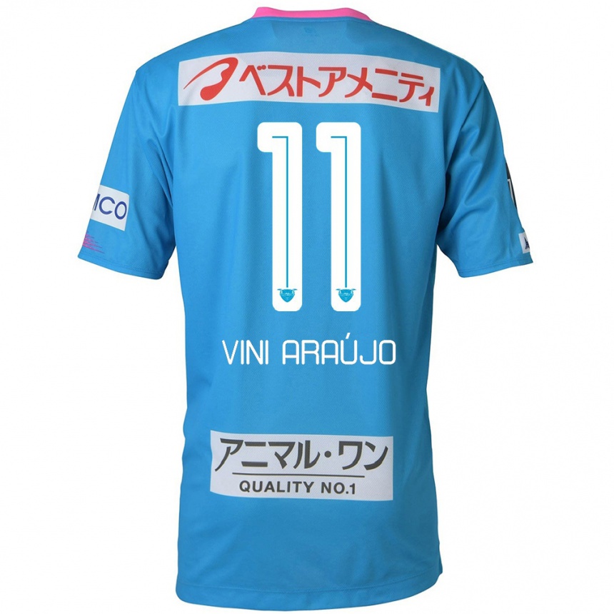 Kids Football Vinícius Araújo #11 Blue Pink Home Jersey 2024/25 T-Shirt Uk