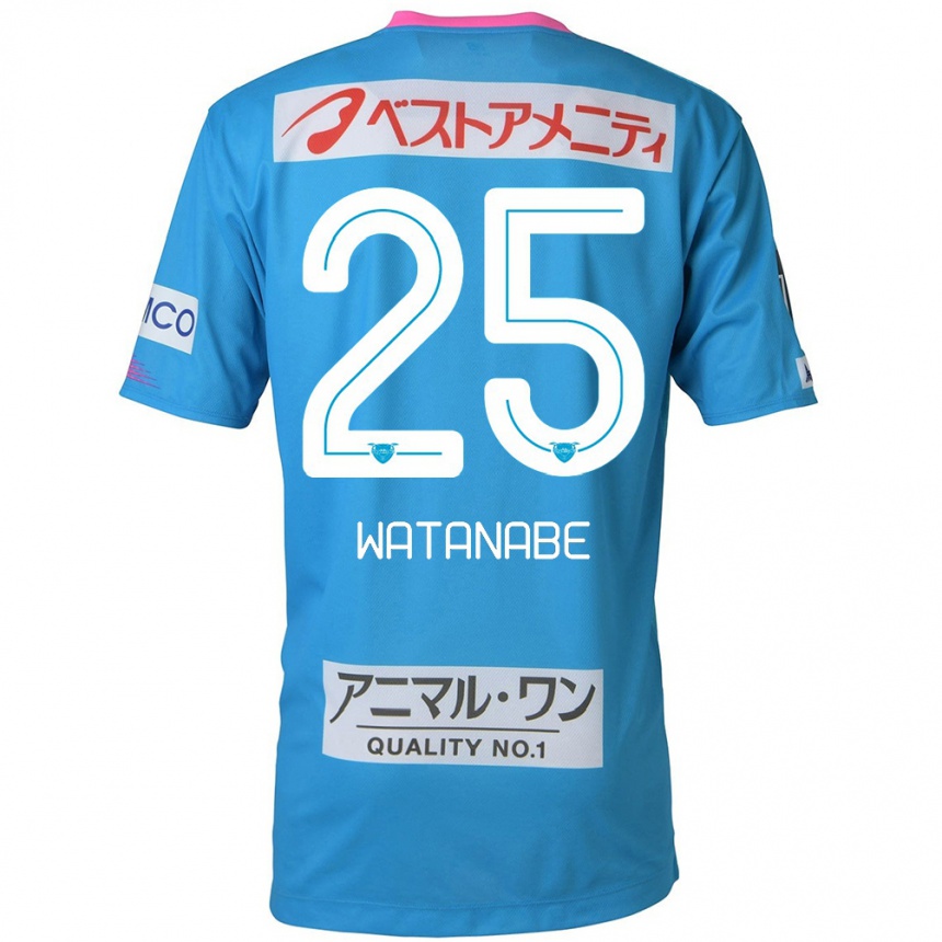 Kids Football Ryohei Watanabe #25 Blue Pink Home Jersey 2024/25 T-Shirt Uk