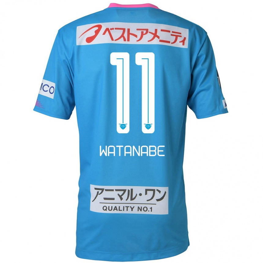 Kids Football Shion Watanabe #11 Blue Pink Home Jersey 2024/25 T-Shirt Uk