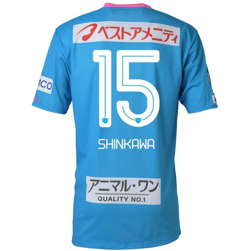 Kids Football Shion Shinkawa #15 Blue Pink Home Jersey 2024/25 T-Shirt Uk