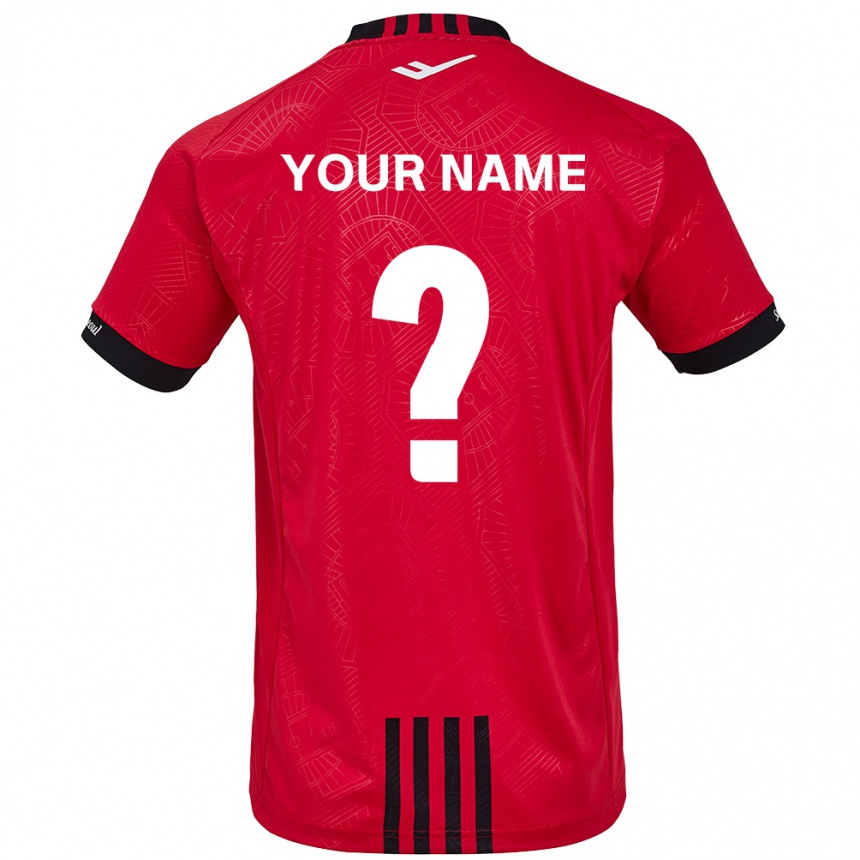 Kids Football Your Name #0 Red Black Home Jersey 2024/25 T-Shirt Uk