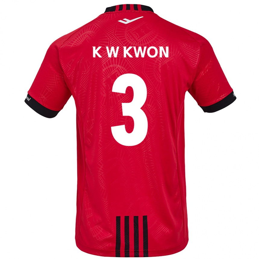 Kids Football Wan-Kyu Kwon #3 Red Black Home Jersey 2024/25 T-Shirt Uk