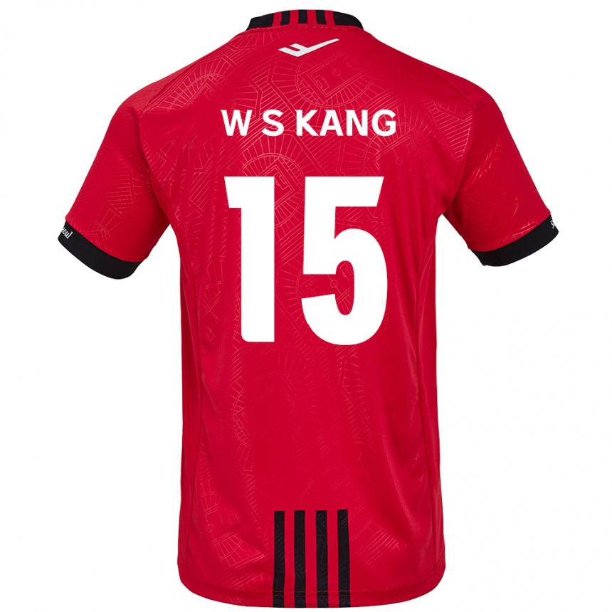 Kids Football Sang-Woo Kang #15 Red Black Home Jersey 2024/25 T-Shirt Uk