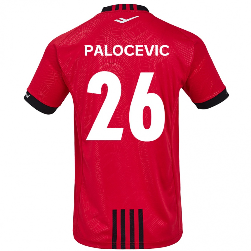 Kids Football Aleksandar Palocevic #26 Red Black Home Jersey 2024/25 T-Shirt Uk