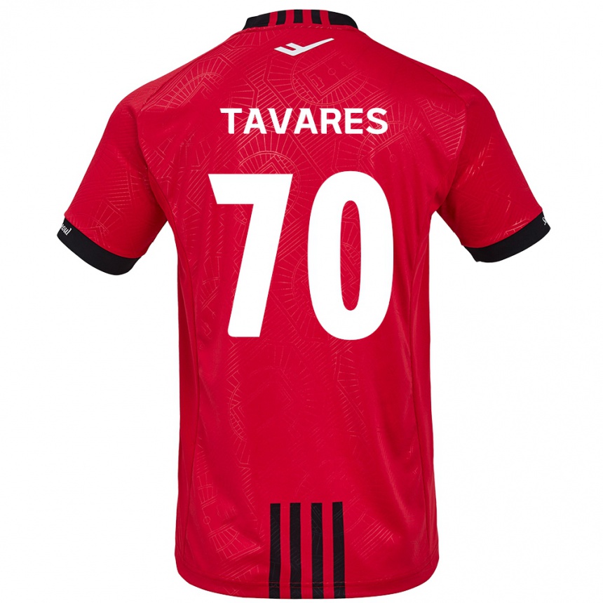 Kids Football Ronaldo Tavares #70 Red Black Home Jersey 2024/25 T-Shirt Uk