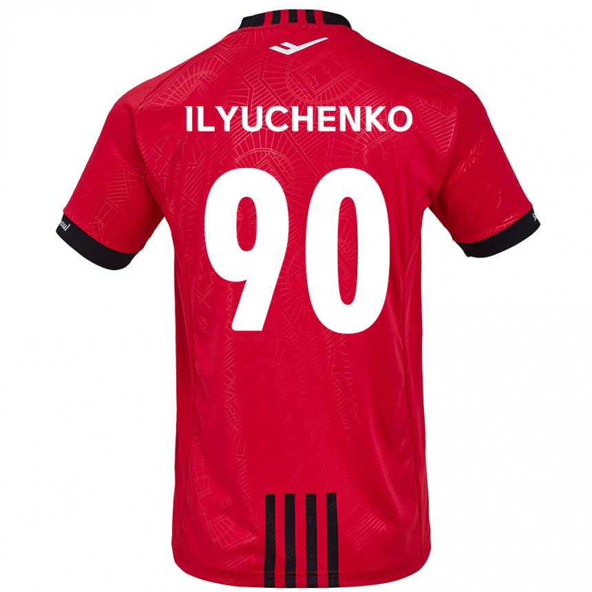 Kids Football Stanislav Ilyuchenko #90 Red Black Home Jersey 2024/25 T-Shirt Uk