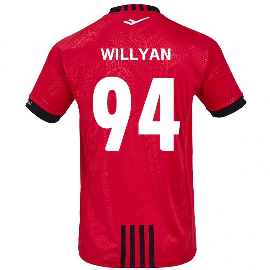 Kids Football Willyan #94 Red Black Home Jersey 2024/25 T-Shirt Uk