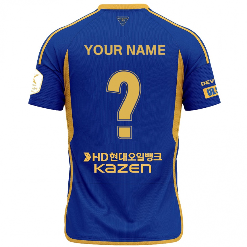 Kids Football Your Name #0 Blue Yellow Home Jersey 2024/25 T-Shirt Uk