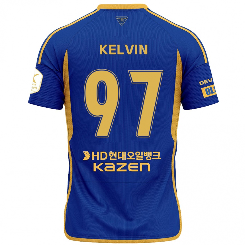 Kids Football Kelvin #97 Blue Yellow Home Jersey 2024/25 T-Shirt Uk