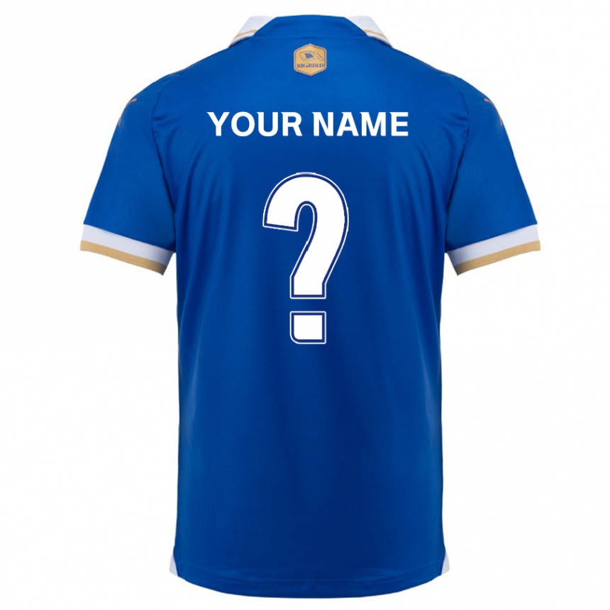 Kids Football Your Name #0 Blue White Home Jersey 2024/25 T-Shirt Uk