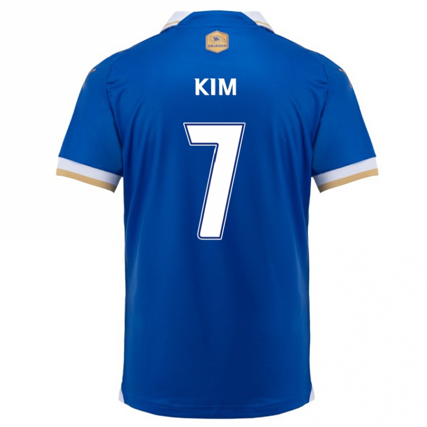 Kids Football Hyun Kim #7 Blue White Home Jersey 2024/25 T-Shirt Uk