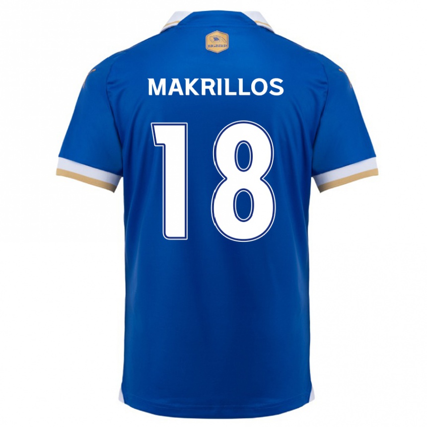 Kids Football Peter Makrillos #18 Blue White Home Jersey 2024/25 T-Shirt Uk