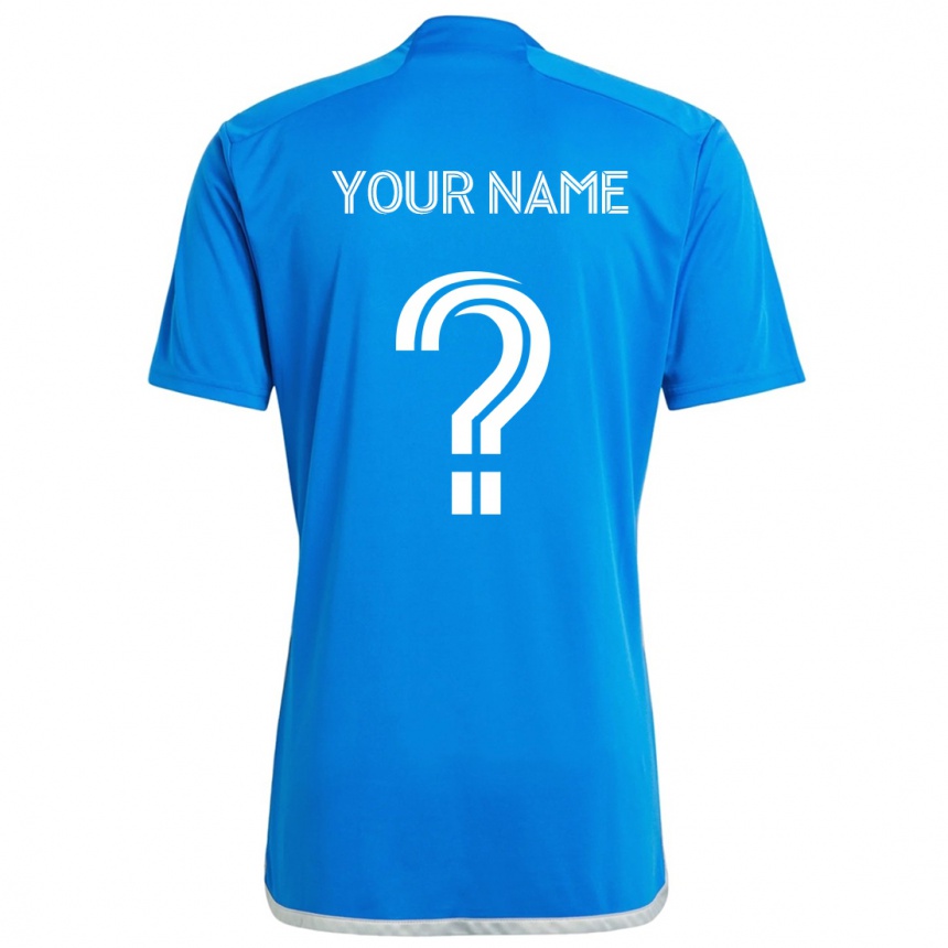 Kids Football Your Name #0 Blue White Home Jersey 2024/25 T-Shirt Uk