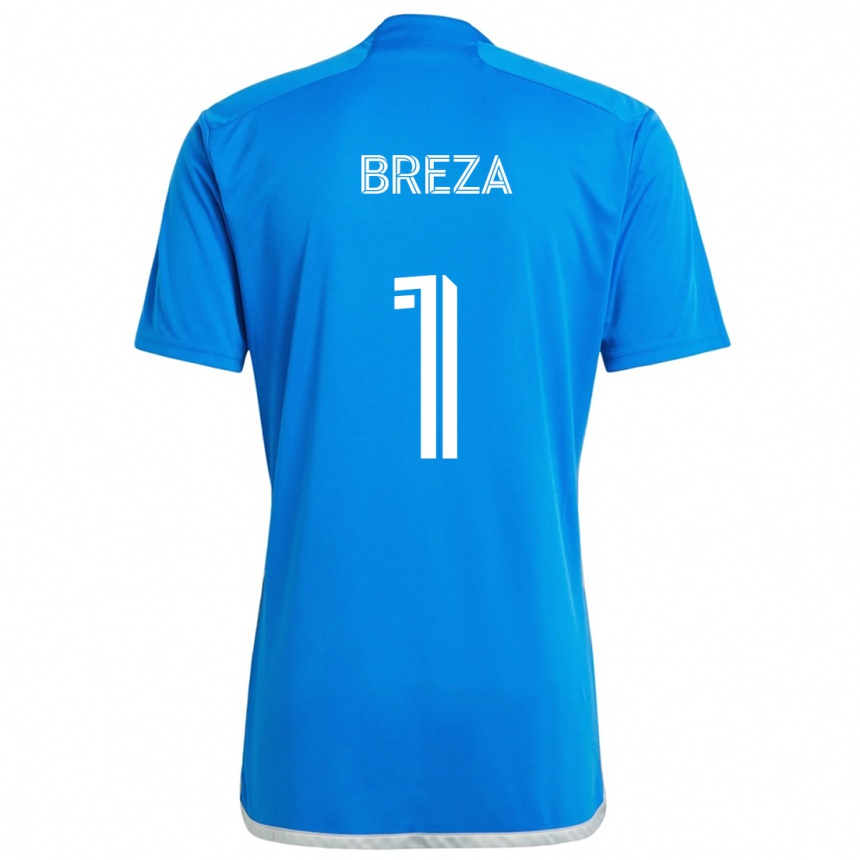 Kids Football Sebastian Breza #1 Blue White Home Jersey 2024/25 T-Shirt Uk