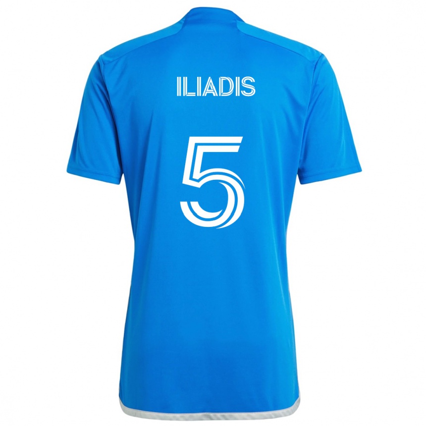 Kids Football Ilias Iliadis #5 Blue White Home Jersey 2024/25 T-Shirt Uk