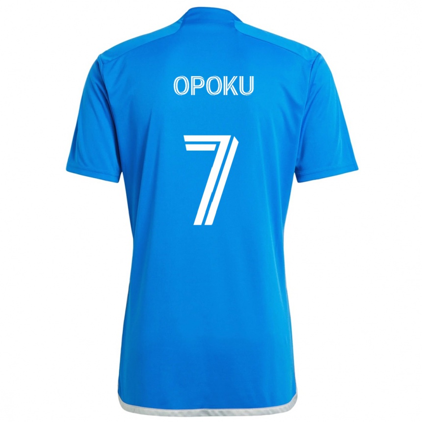 Kids Football Kwadwo Opoku #7 Blue White Home Jersey 2024/25 T-Shirt Uk