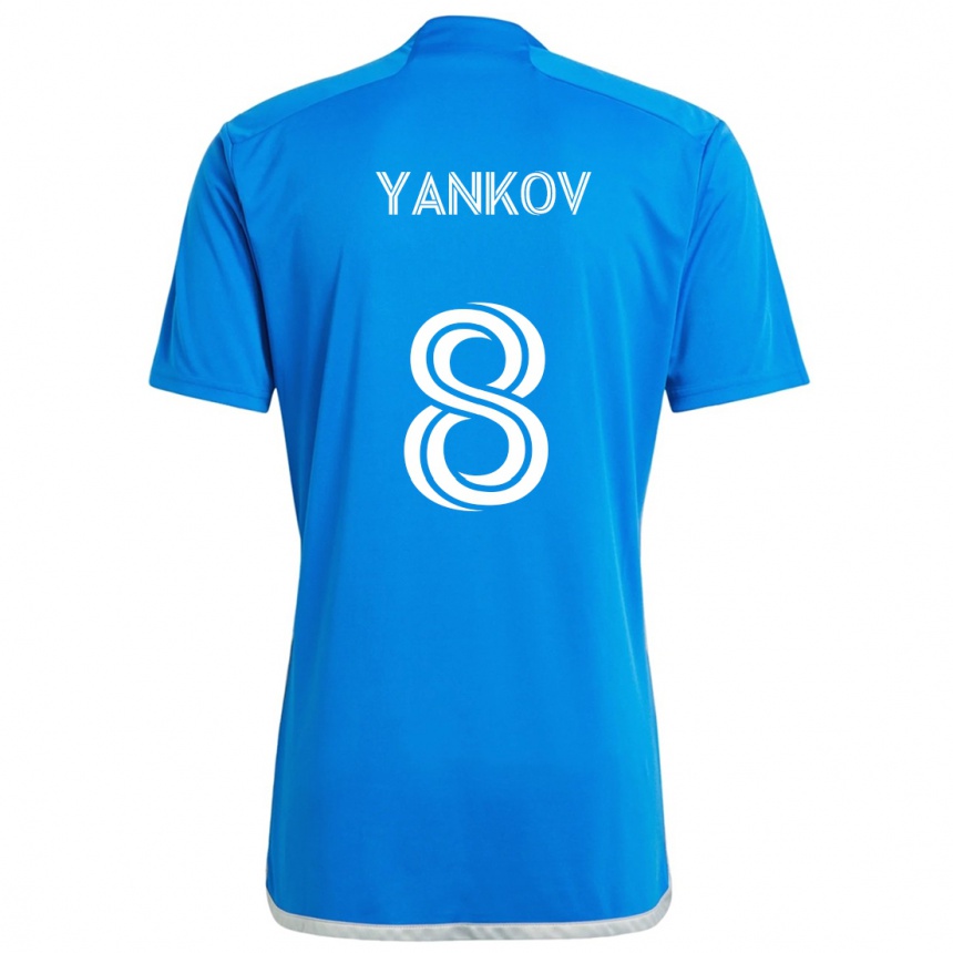 Kids Football Dominik Yankov #8 Blue White Home Jersey 2024/25 T-Shirt Uk