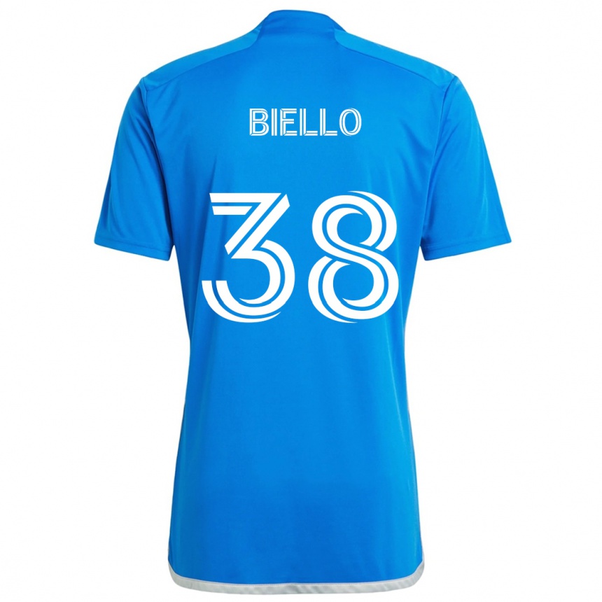 Kids Football Alessandro Biello #38 Blue White Home Jersey 2024/25 T-Shirt Uk