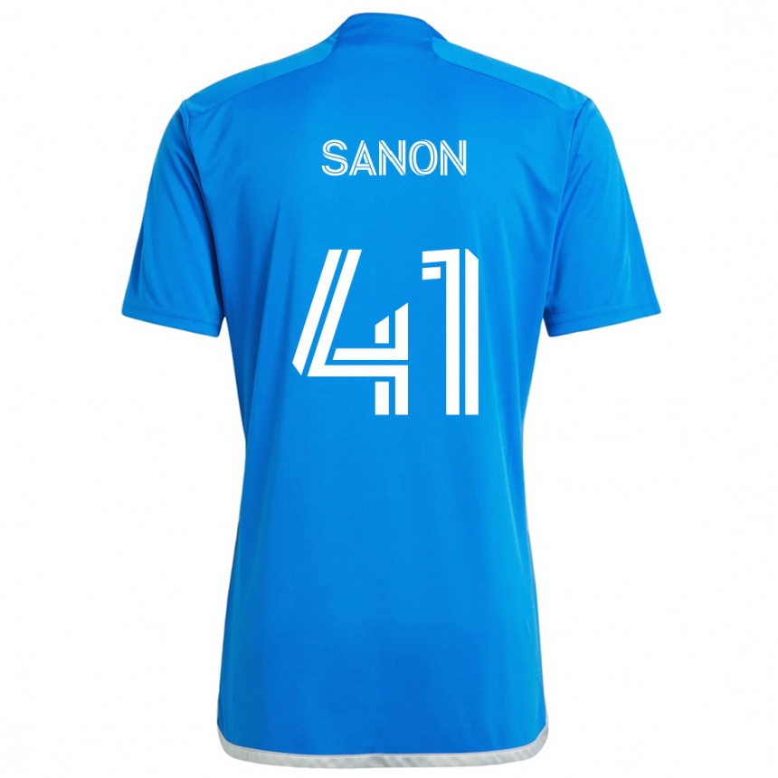 Kids Football Jérémy Sanon #41 Blue White Home Jersey 2024/25 T-Shirt Uk