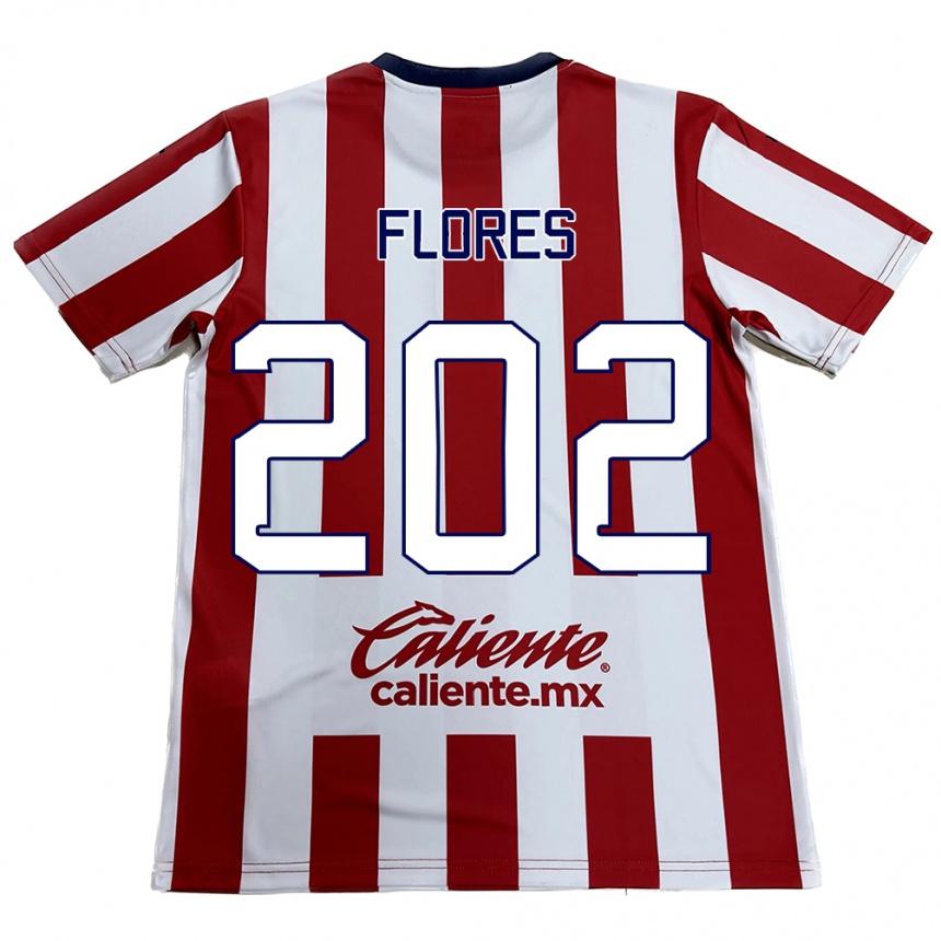 Kids Football Daniel Flores #202 Red White Home Jersey 2024/25 T-Shirt Uk