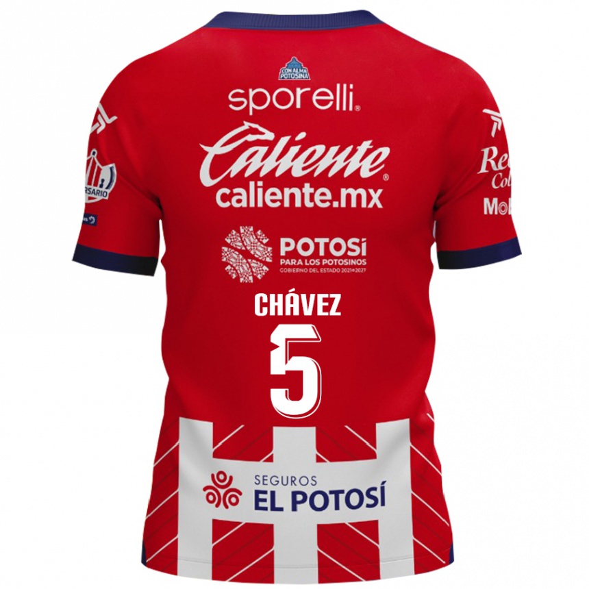 Kids Football Ricardo Chávez #5 Red White Home Jersey 2024/25 T-Shirt Uk