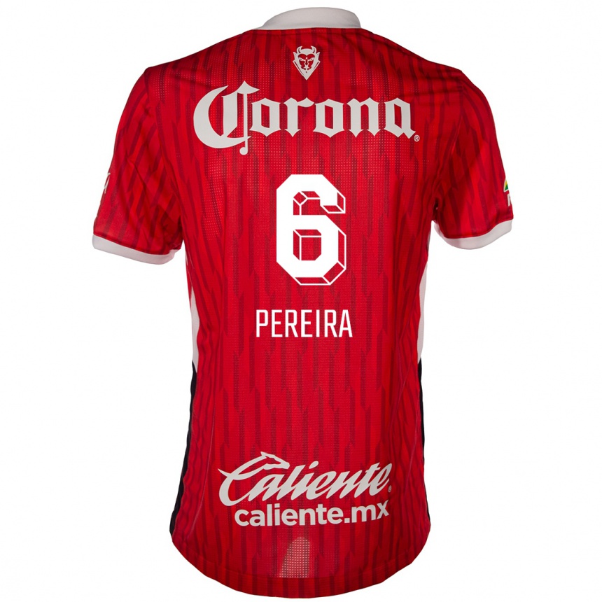 Kids Football Federico Pereira #6 Red White Home Jersey 2024/25 T-Shirt Uk