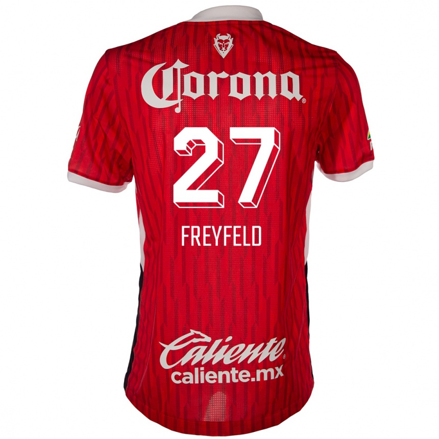 Kids Football Emiliano Freyfeld #27 Red White Home Jersey 2024/25 T-Shirt Uk