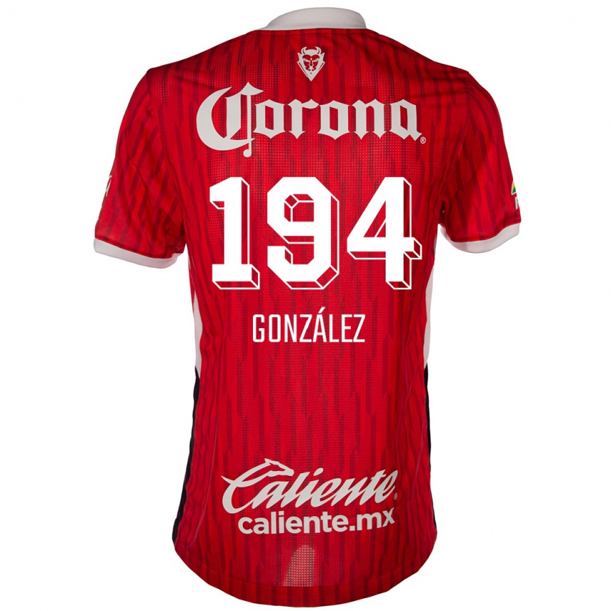 Kids Football Cristopher González #194 Red White Home Jersey 2024/25 T-Shirt Uk