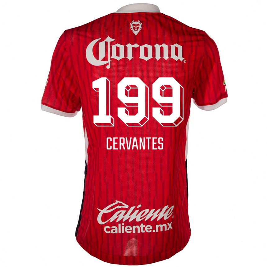 Kids Football Axel Cervantes #199 Red White Home Jersey 2024/25 T-Shirt Uk