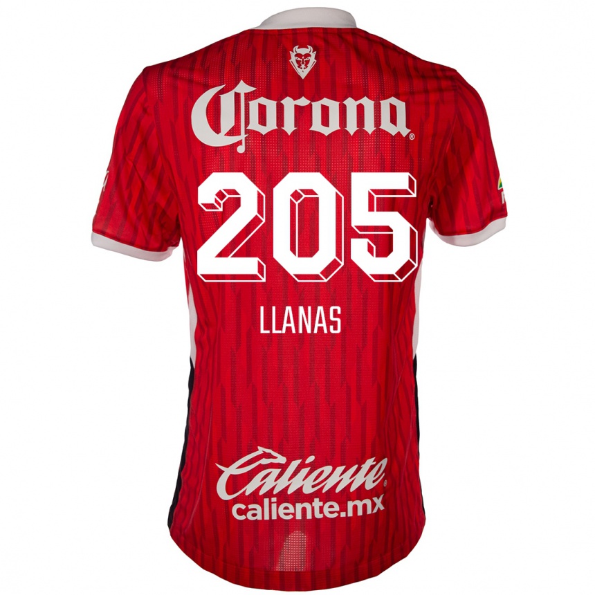 Kids Football Emmanuel Llanas #205 Red White Home Jersey 2024/25 T-Shirt Uk