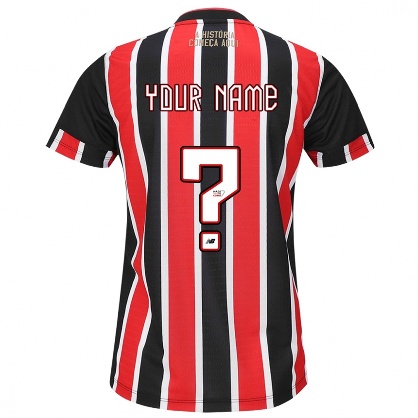 Kids Football Your Name #0 Black Red White Away Jersey 2024/25 T-Shirt Uk