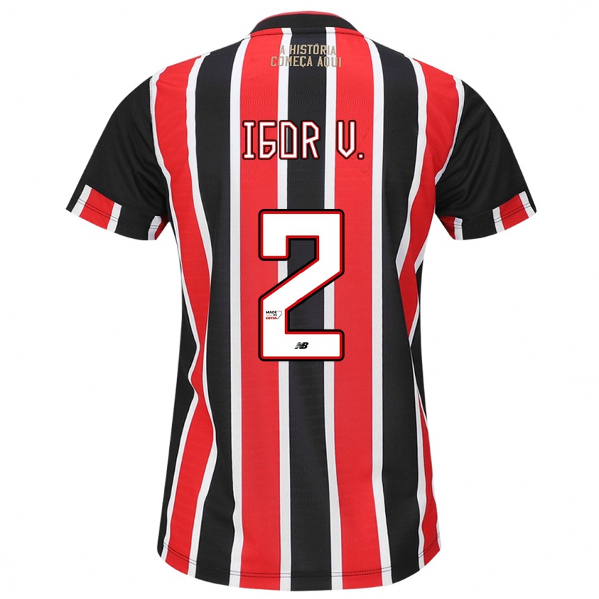 Kids Football Igor Vinícius #2 Black Red White Away Jersey 2024/25 T-Shirt Uk