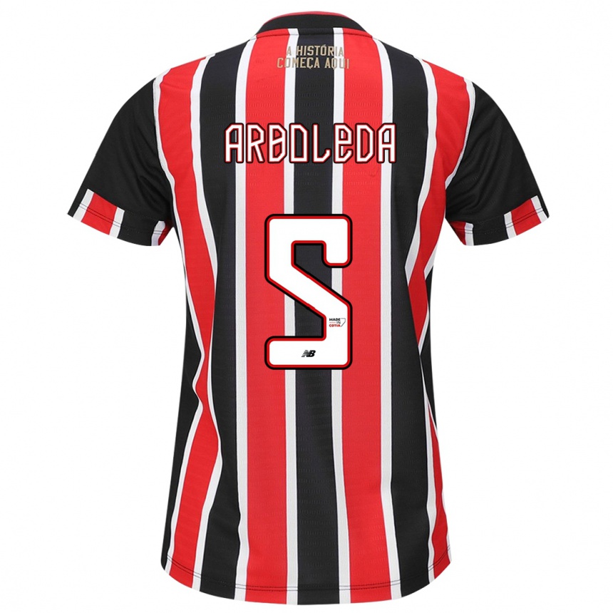 Kids Football Robert Arboleda #5 Black Red White Away Jersey 2024/25 T-Shirt Uk