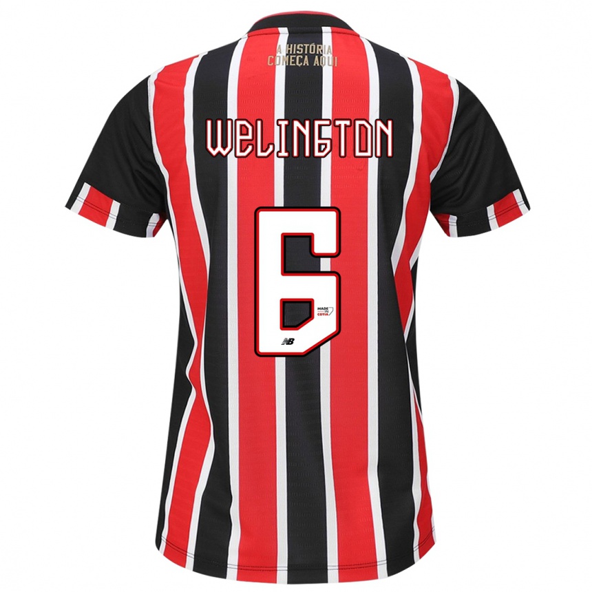 Kids Football Welington #6 Black Red White Away Jersey 2024/25 T-Shirt Uk