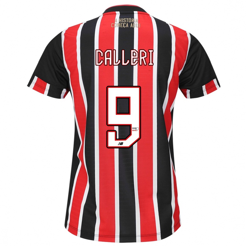 Kids Football Jonathan Calleri #9 Black Red White Away Jersey 2024/25 T-Shirt Uk