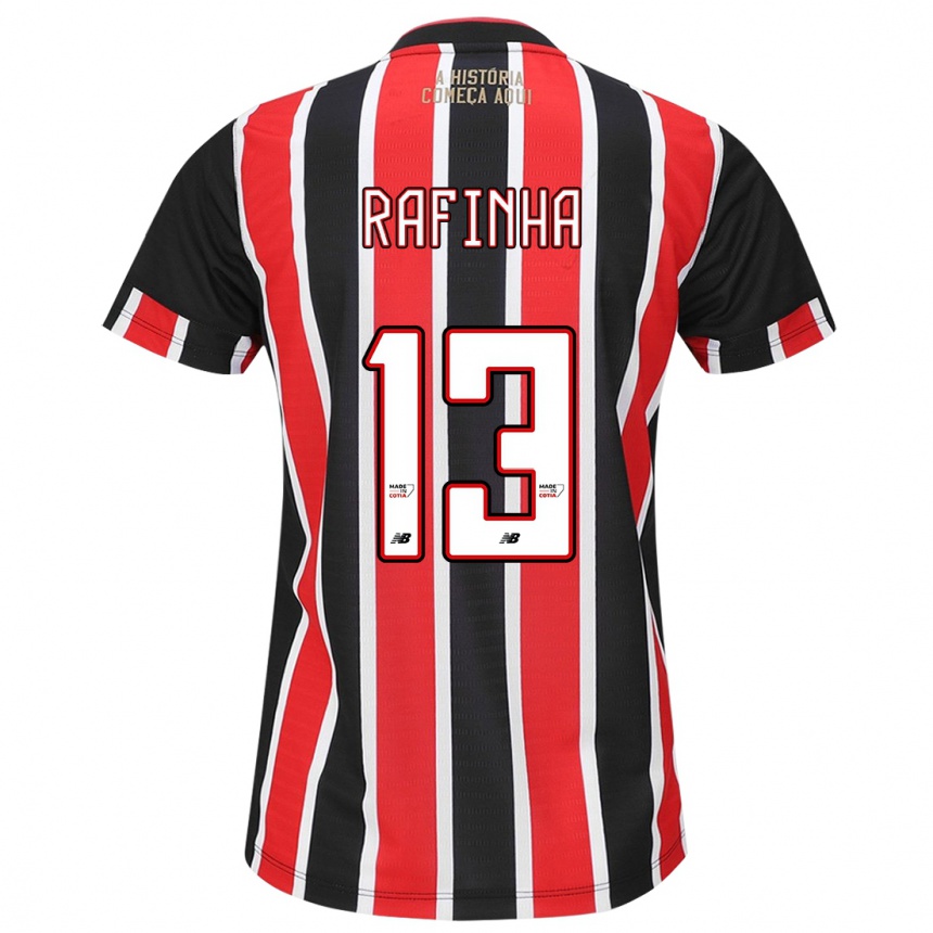 Kids Football Rafinha #13 Black Red White Away Jersey 2024/25 T-Shirt Uk