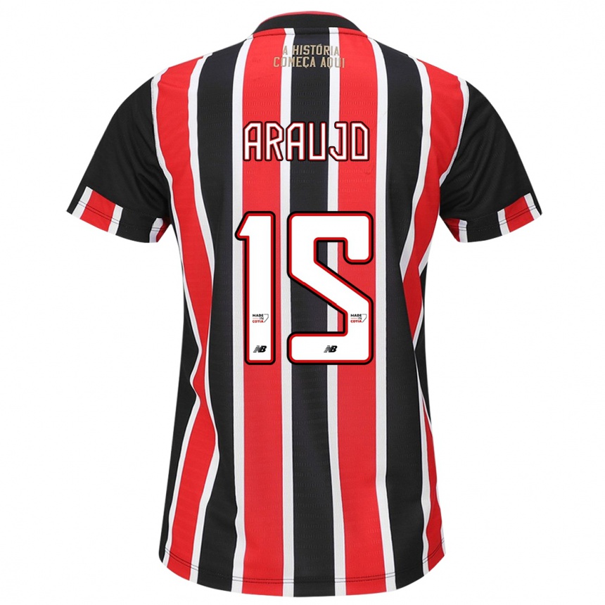 Kids Football Michel Araújo #15 Black Red White Away Jersey 2024/25 T-Shirt Uk