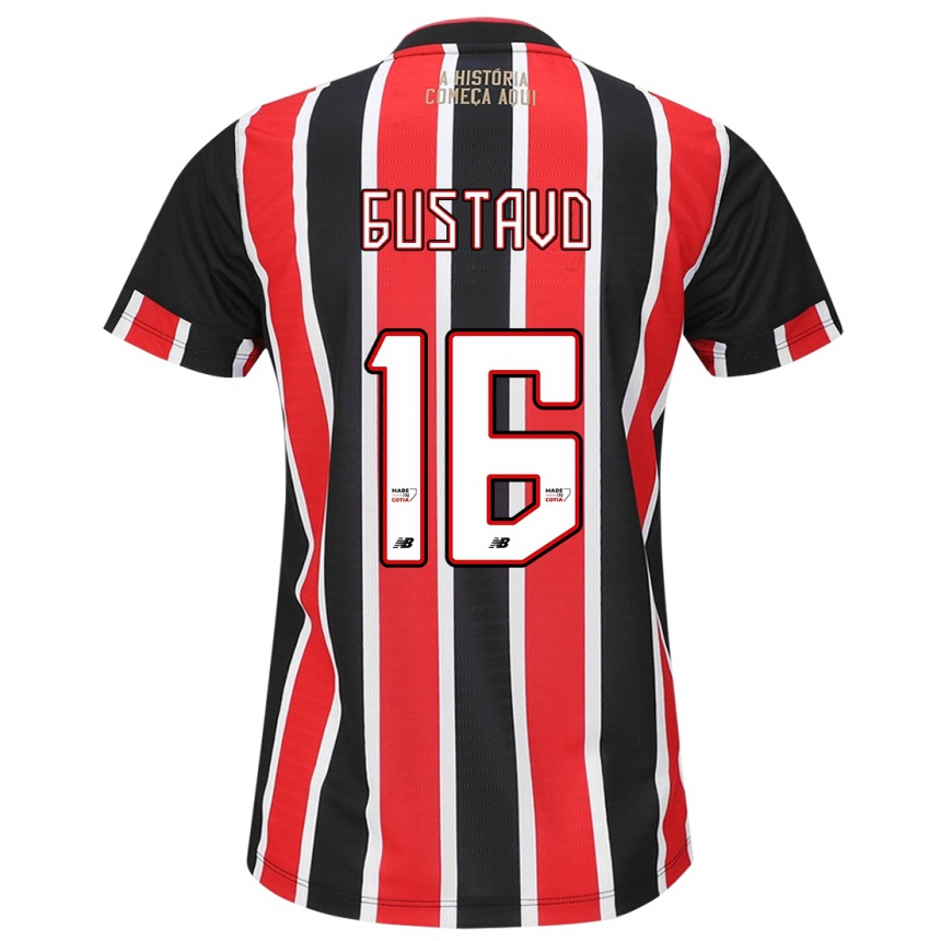 Kids Football Luiz Gustavo #16 Black Red White Away Jersey 2024/25 T-Shirt Uk