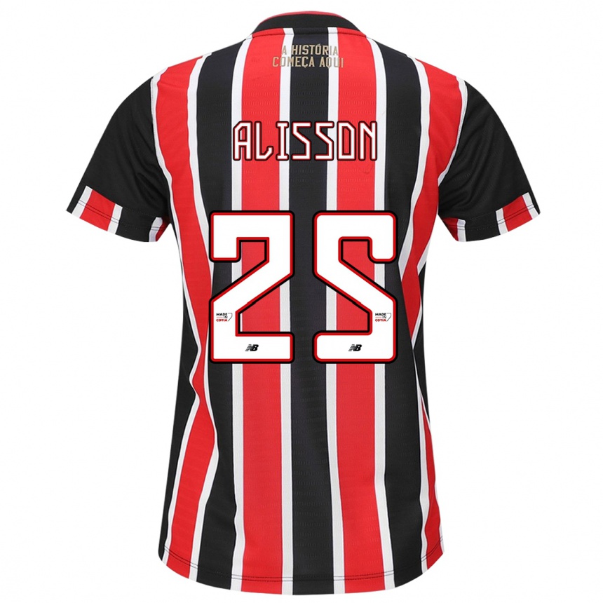 Kids Football Alisson #25 Black Red White Away Jersey 2024/25 T-Shirt Uk