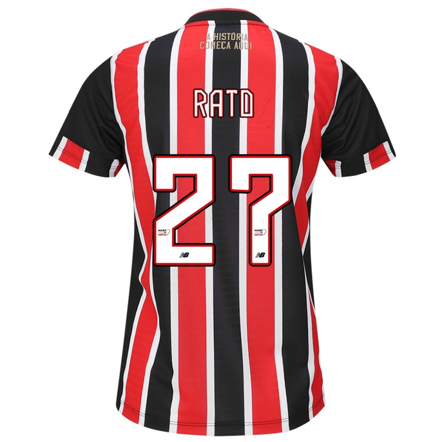 Kids Football Wellington Rato #27 Black Red White Away Jersey 2024/25 T-Shirt Uk