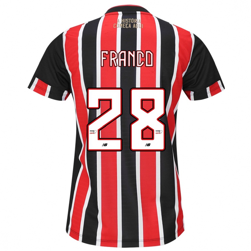 Kids Football Alan Franco #28 Black Red White Away Jersey 2024/25 T-Shirt Uk